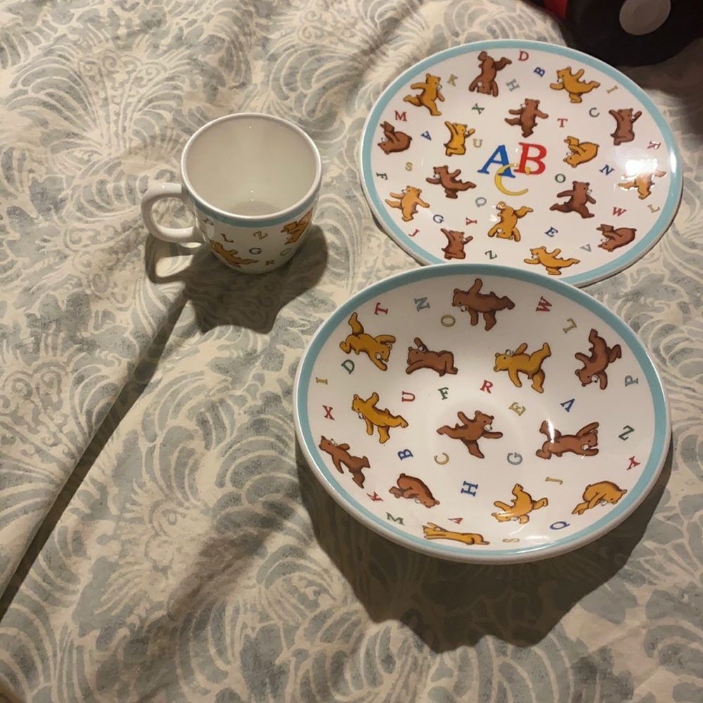 Tiffany’s never been used plate, bowl, and cup